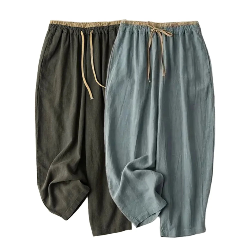 Linen Casual Solid Lace Up Elastic High Waist Loose Wide Leg Women's Pants Ankle-Length Pants For Women Clothing 2026 Fashion