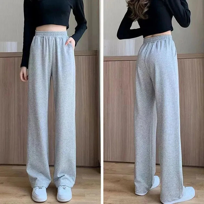 Xpqbb Black Gray Sweatpants for Women 2026 Summer New Basic Baggy Sports Pants Female Casual All-match Joggers Straight Pants