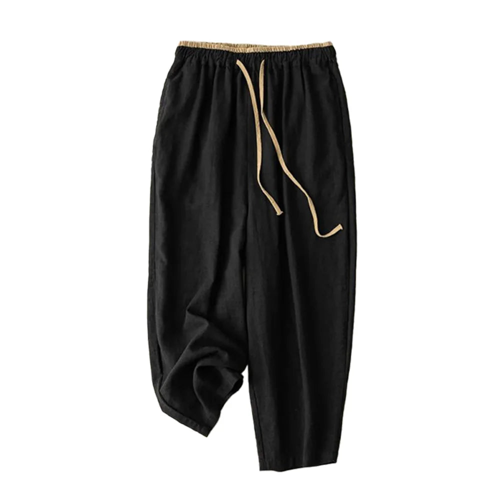 Linen Casual Solid Lace Up Elastic High Waist Loose Wide Leg Women's Pants Ankle-Length Pants For Women Clothing 2026 Fashion