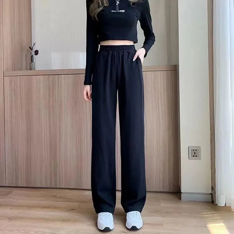 Xpqbb Black Gray Sweatpants for Women 2026 Summer New Basic Baggy Sports Pants Female Casual All-match Joggers Straight Pants