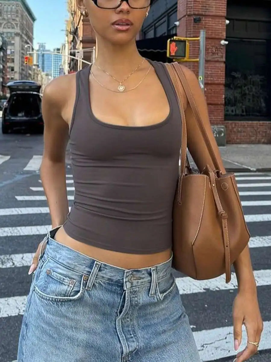 Women Casual Solid Slim Spring Summer Streetwear Crop Top White