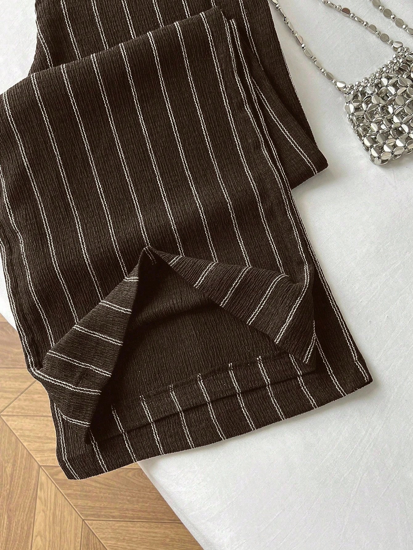 Women's High Waist Striped Wide Leg Pants, Anti-Wrinkle Fabric, Elegant Vertical Stripe Design, Casual Office Commute Essential