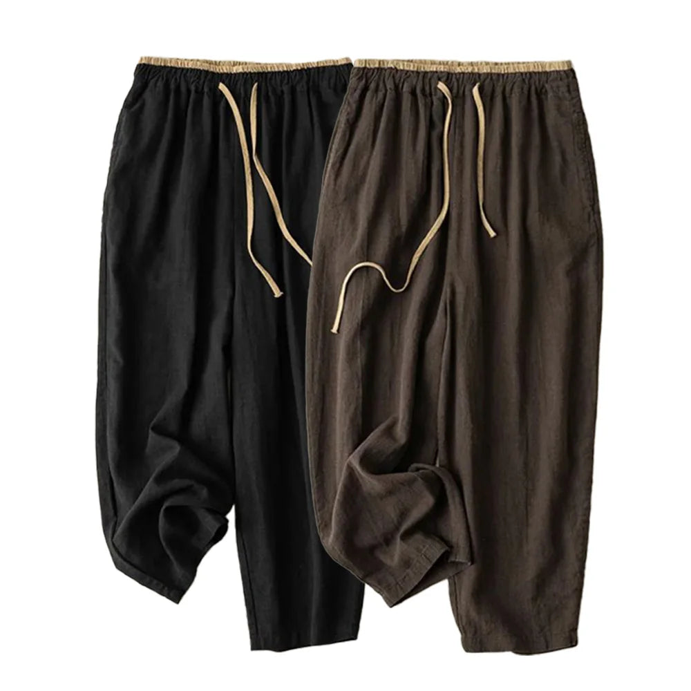 Linen Casual Solid Lace Up Elastic High Waist Loose Wide Leg Women's Pants Ankle-Length Pants For Women Clothing 2026 Fashion