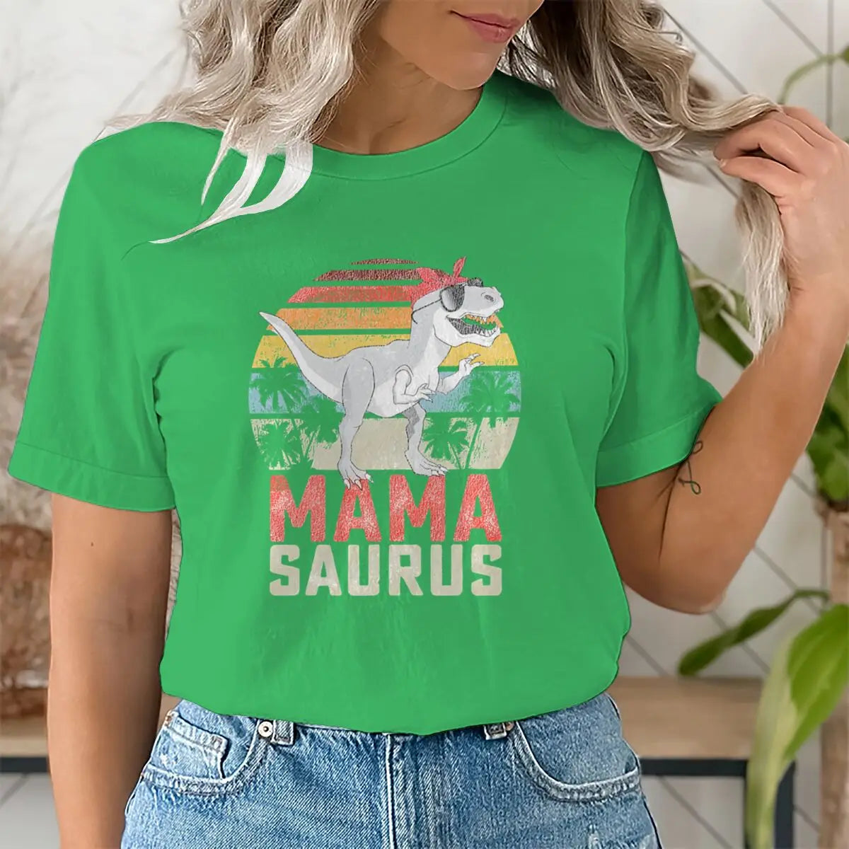 Dinosaur Mama Graphic T Shirts Matching Women T-Shirt Funny Summer Streetwear Tops Mother's Day Gifts Retro Vintage Tee Tops