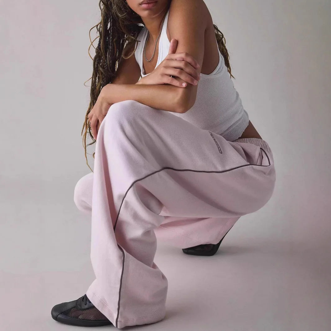 Autumn Street Sweatpants Y2K Aesthetic Slacks Stripes Fashion Personalized Letters Embroidered Casual Wide Leg Pants Trousers