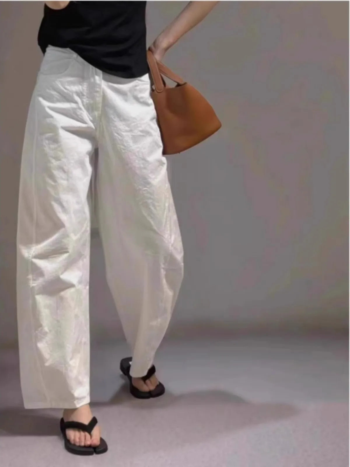 White Cotton and Linen Pants Loose Lazy Casual Pants Women's Spring and Summer Thin Straight Thin Wide-leg Pants