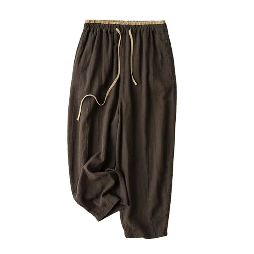 Linen Casual Solid Lace Up Elastic High Waist Loose Wide Leg Women's Pants Ankle-Length Pants For Women Clothing 2026 Fashion