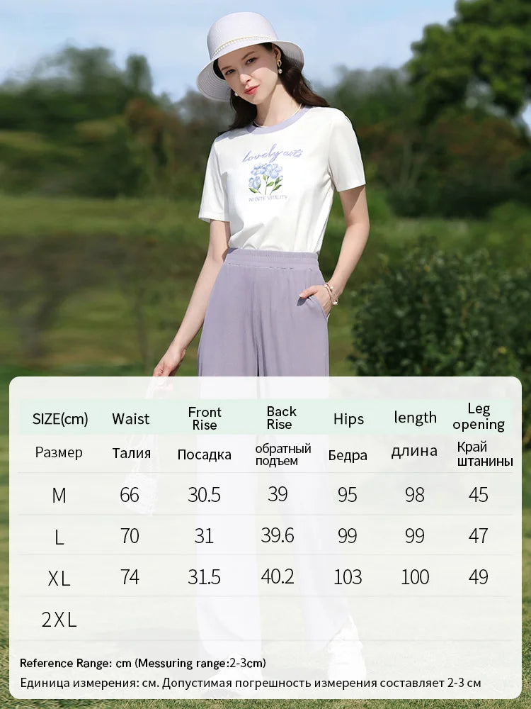 I BELIEVE YOU Wide Leg Pants Women 2026 Spring Summer New High Drape Pants Elastic High Waist Knitted Casual Trousers 2241045612