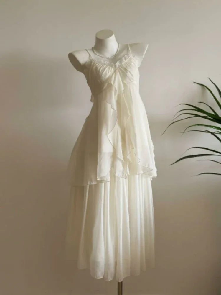 New Vintage Summer Women Sets Elegant Ruffle Lace Chiffon Design Mini Skirt Suit Fairy Female Sweet Korean Fashion Outfits 2026