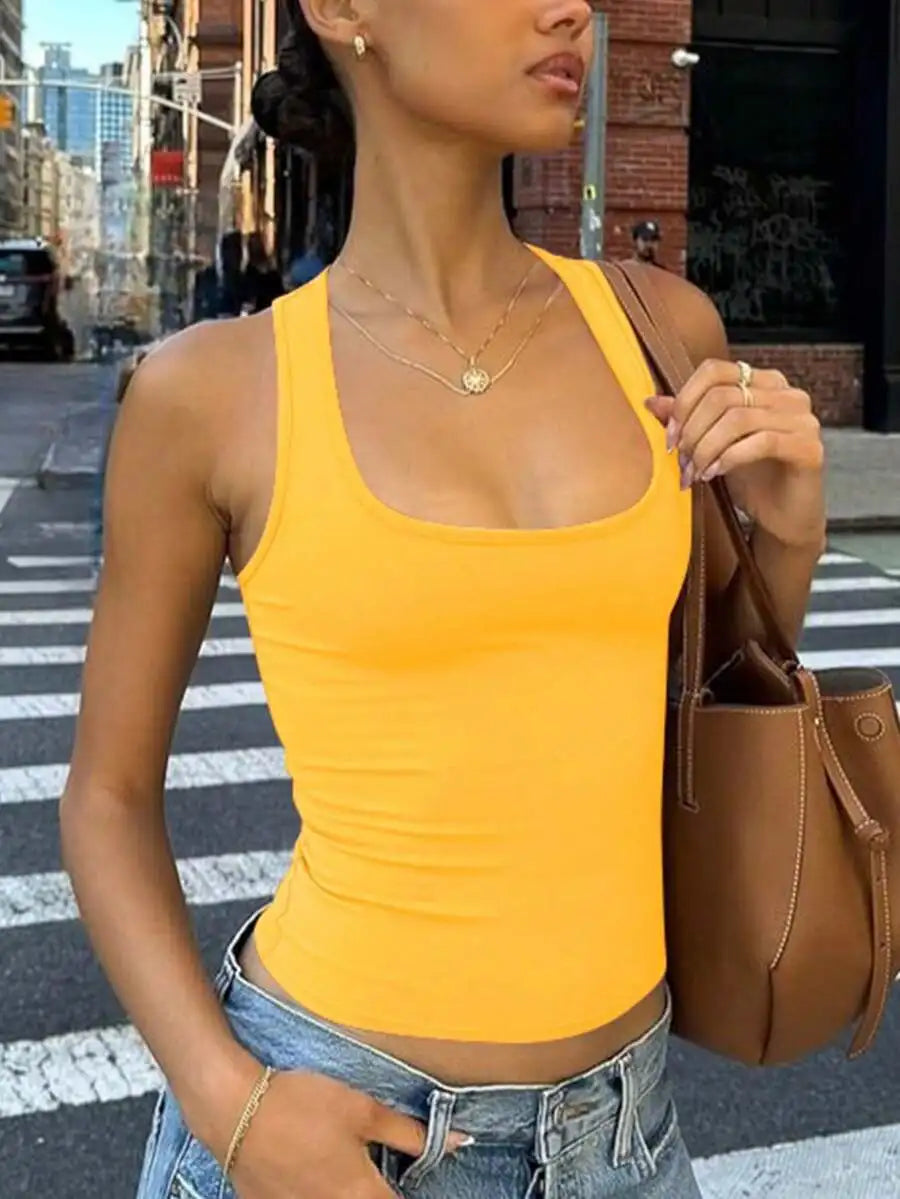 Women Casual Solid Slim Spring Summer Streetwear Crop Top White