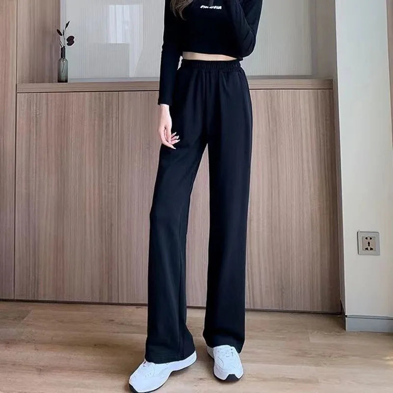 Xpqbb Black Gray Sweatpants for Women 2026 Summer New Basic Baggy Sports Pants Female Casual All-match Joggers Straight Pants
