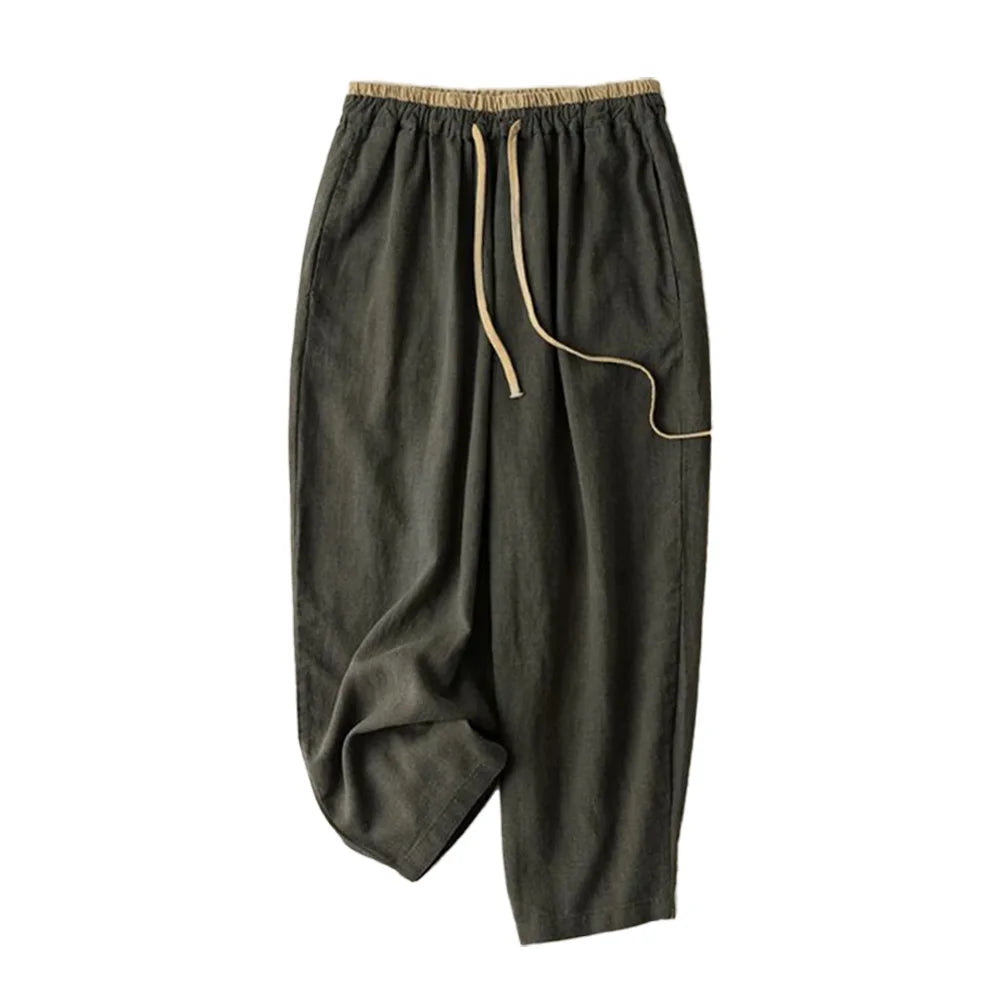 Linen Casual Solid Lace Up Elastic High Waist Loose Wide Leg Women's Pants Ankle-Length Pants For Women Clothing 2026 Fashion