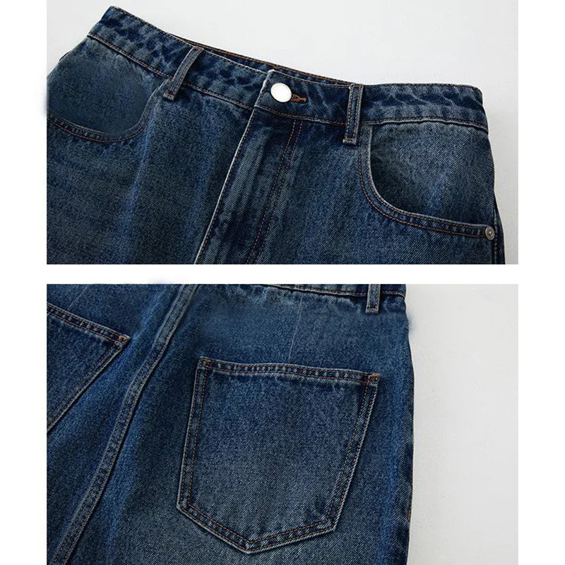 Summer Girls High Waist Thin Mid-Long Skirts Hot Sale Women Korean Designer Slit Denim Skirts Lady Fashion Solid Jeans Dress