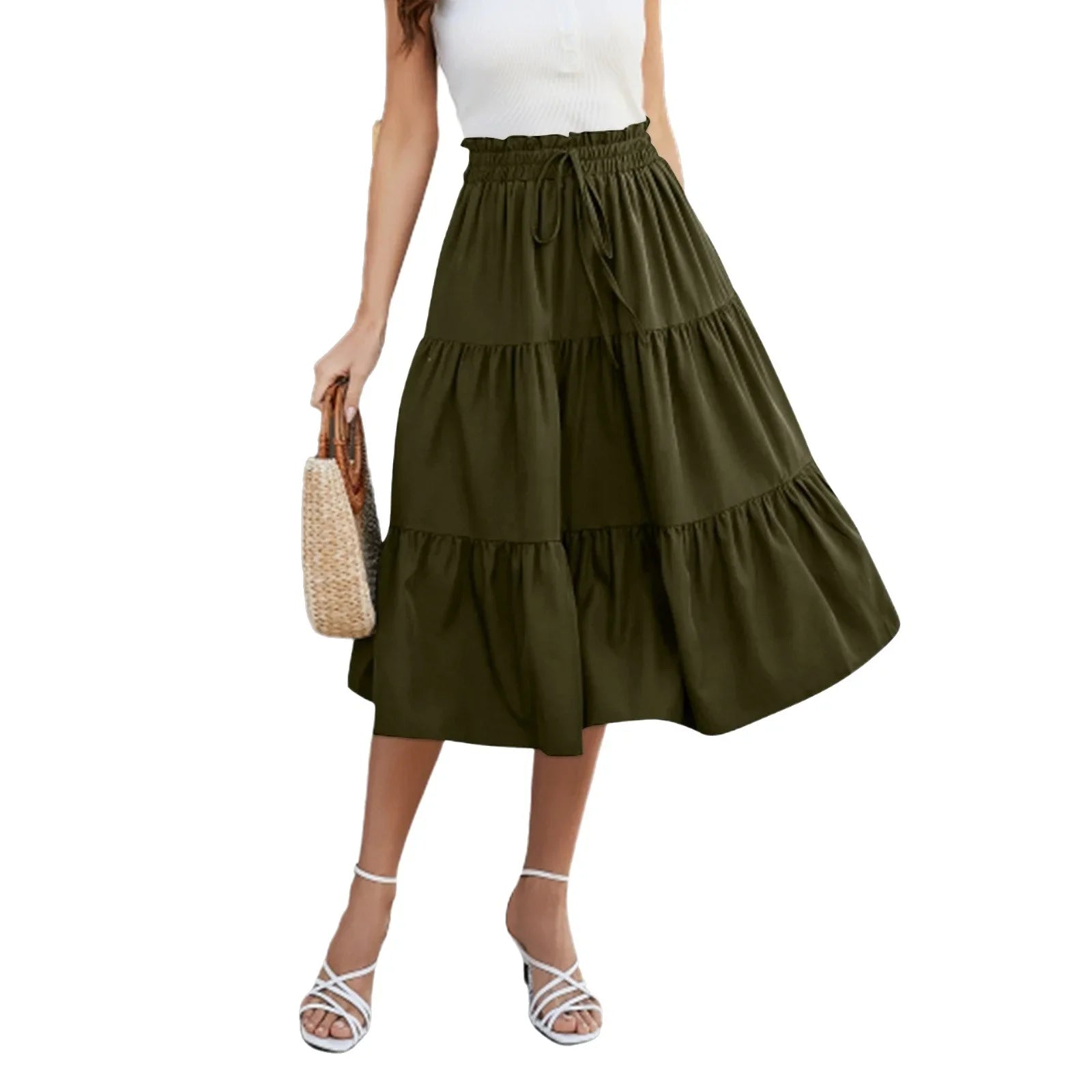 Summer Skirts for Women  Pleated Casual Elastic Waist Smocked Boho  Trendy Vacation Sexy Flowy Skirt