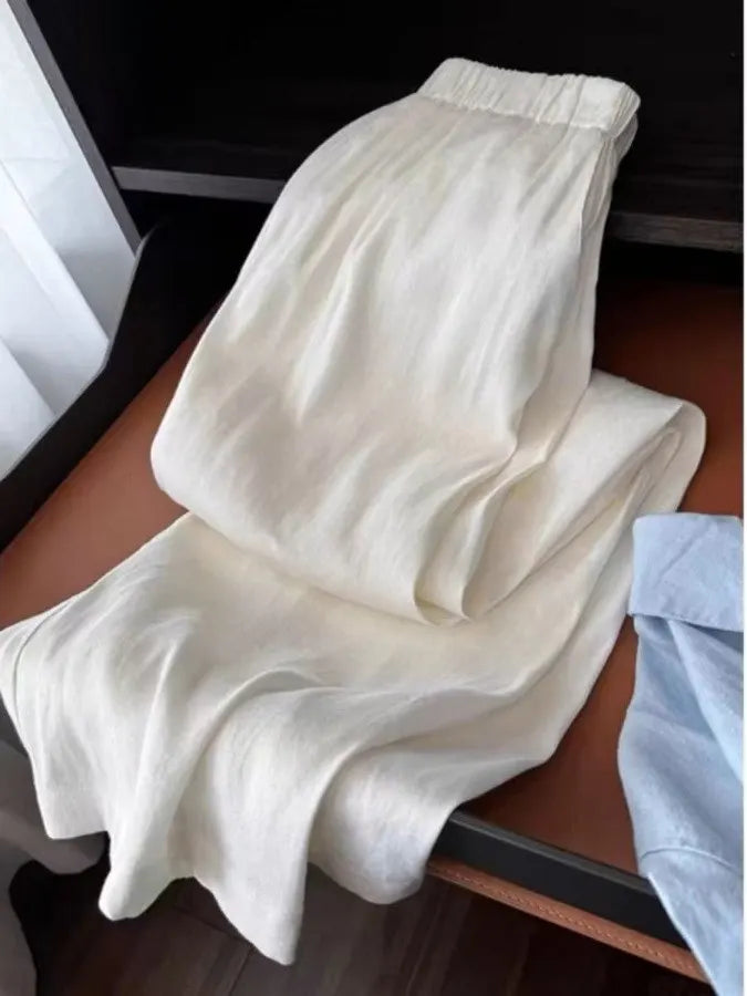 High Waist Wide Leg Cotton Linen Pants Women's Summer Thin Loose Slimming Casual Trousers Straight Cut Loose Fit