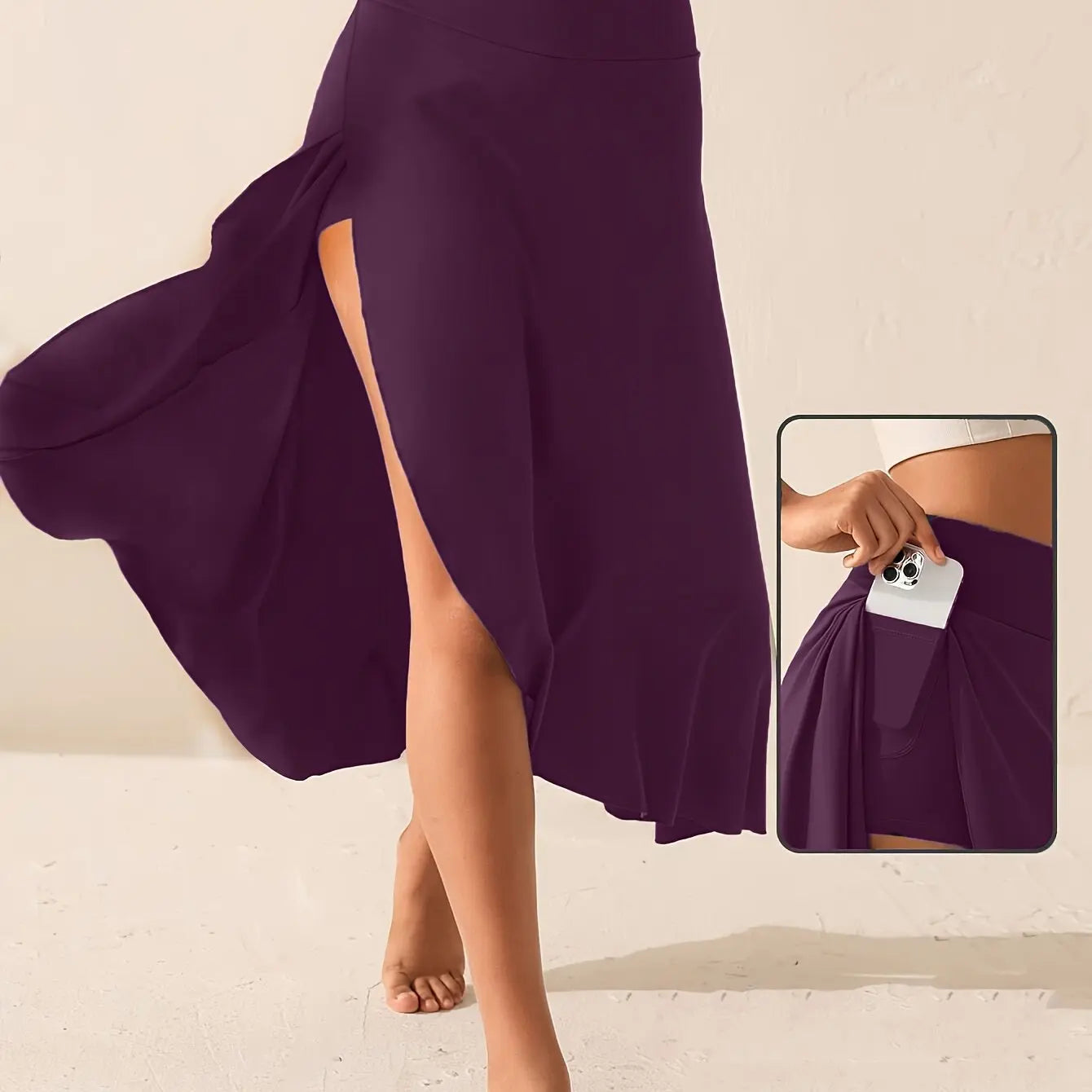 European and American women's dress with irregular temperament, elegant and fashionable solid color skirt